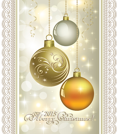 Christmas postcard with Christmas balls on shining backgroundのイラスト素材