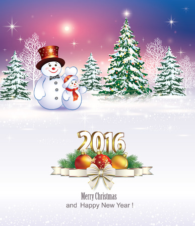 Merry Christmas and Happy New Year 2016のイラスト素材
