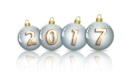 Postcard Happy New Year 2017 with a ball on a white backgroundのイラスト素材