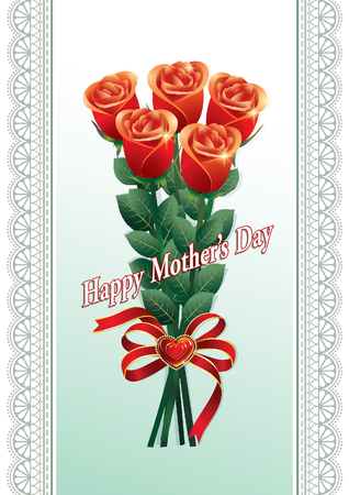 Greeting card with a bouquet of roses for Mother's Day.のイラスト素材