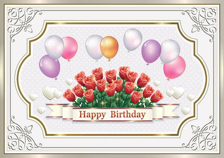 Greeting card with a bouquet of rosesのイラスト素材