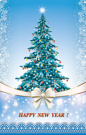 Christmas card with Christmas treeのイラスト素材