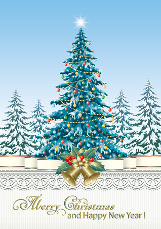 Christmas card with Christmas treeのイラスト素材