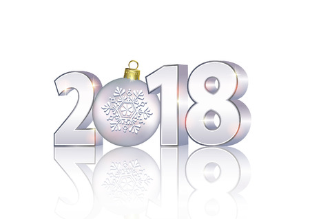 Date 2018 on a light background in 3d format with a ballのイラスト素材