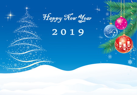 2019 Happy New Year.Vector illustrationのイラスト素材