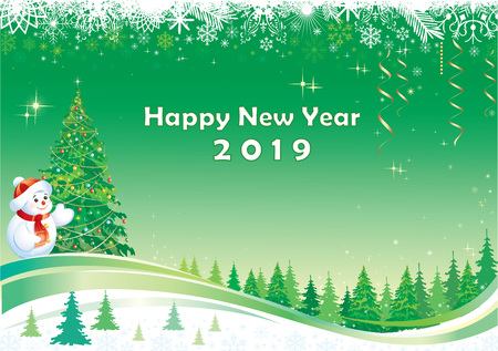 Happy New Year 2019のイラスト素材