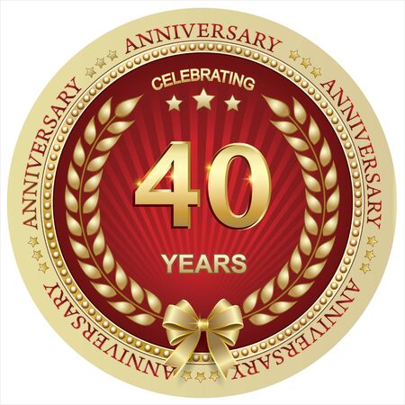 40 years anniversary in golden circle with laurel wreathのイラスト素材