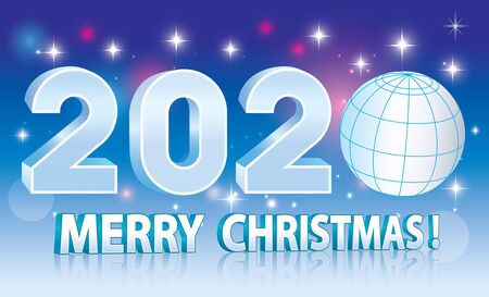 2020 New Year banner with earth globe on background of the night sky with starsのイラスト素材