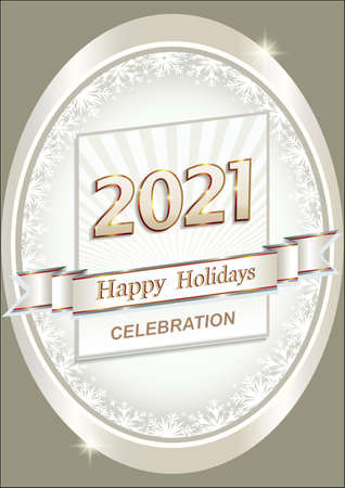 Happy New Year 2021. Happy holidays.Vector unique template design for greeting card, icon, businessのイラスト素材