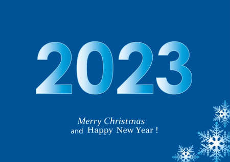 2023 Merry Christmas and Happy New Year background with snowflakes a mix of white and blue