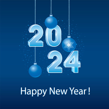 New Year 2024 background with Christmas balls for winter holidays. Vector illustrationのイラスト素材