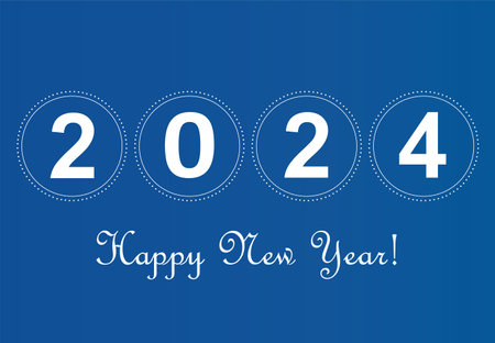 Happy New Year 2024 greeting card on a blue background. Vector illustrationのイラスト素材