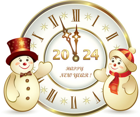 Happy New Year 2024 banner, greeting card. Vector illustration.のイラスト素材