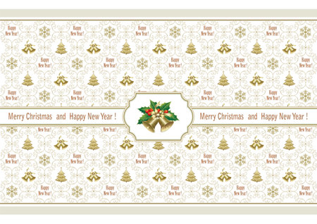 Happy New Year. Christmas background with festive New Year symbols for packaging, gift, wrapping paper, greeting card, printing. Vector illustrationのイラスト素材