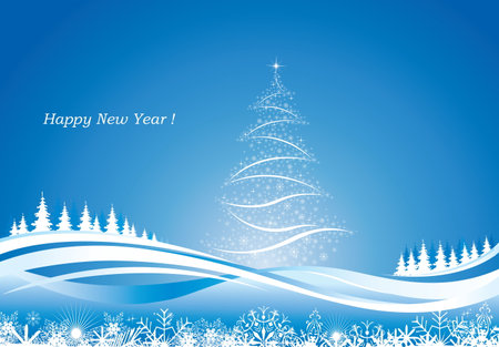 Happy New Year. Background with Christmas tree, abstraction. Vector illustration.のイラスト素材
