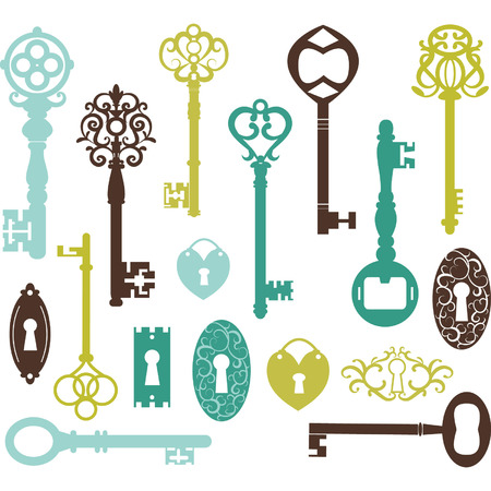 Vintage Keys Silhouetteのイラスト素材