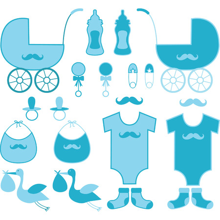 Baby Shower Boy Elements.Baby Announcement.のイラスト素材