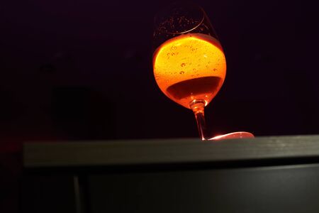 fiery wine on the tableの写真素材