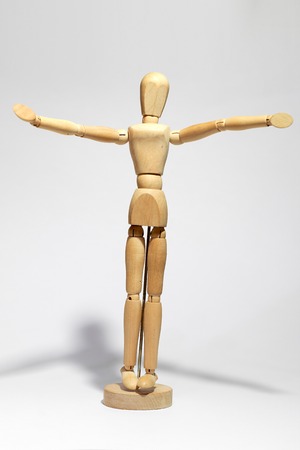 wooden figure concepts isolated on a white backgroundの写真素材