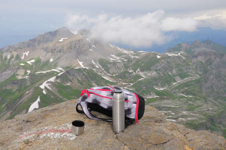 Resting in Swiss Alps の写真素材