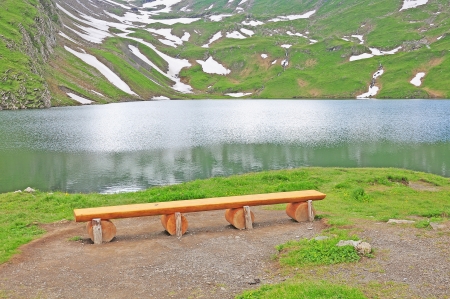 Lake in Swiss Alps の写真素材