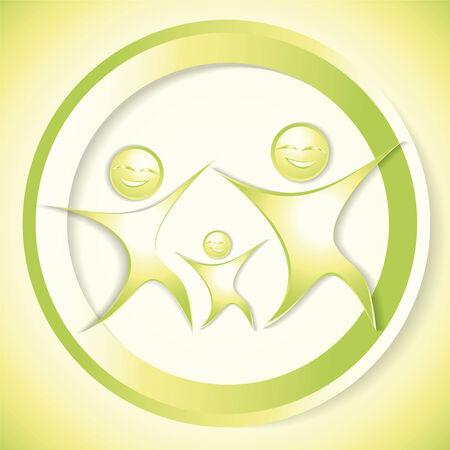 Vector illustration of young happy family のイラスト素材