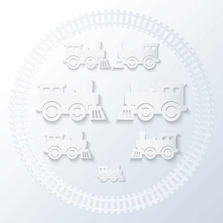 Steam locomotives inside of railway circle  Monochrome illustration のイラスト素材