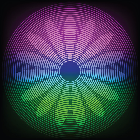 Circle lines with flower silhouette inside on colorful background のイラスト素材