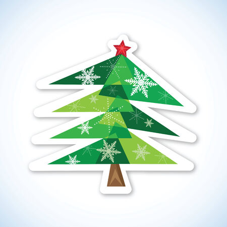 Green Christmas fir tree isolated on white background. Vector illustration.のイラスト素材
