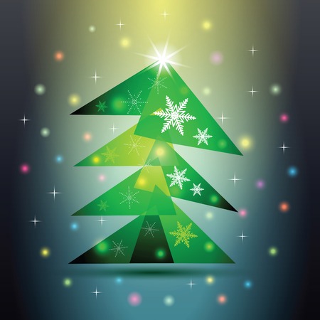 Home Christmas fir tree on colorful background. Vector illustration.のイラスト素材