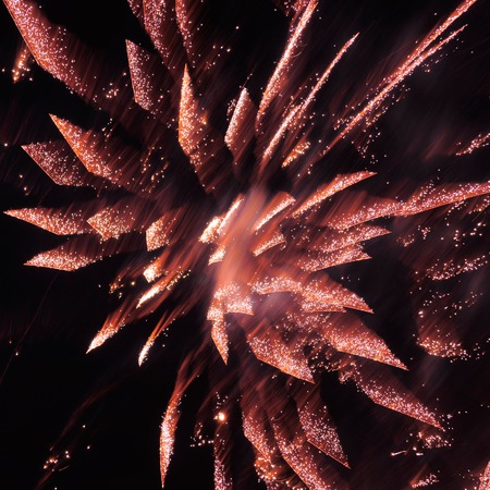 Fireworks in the evening sky. New year celebration.の写真素材
