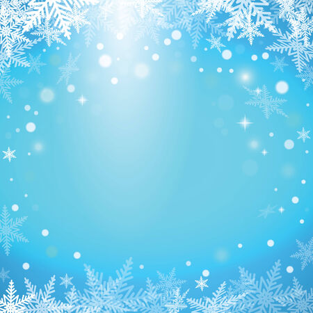 Christmas snowflakes on blue background. Vector illustration.のイラスト素材