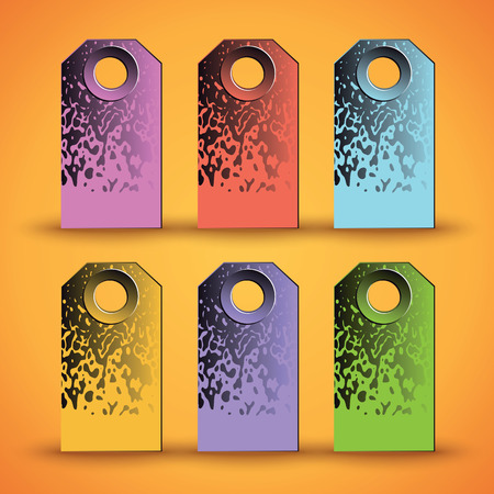Set of the colorful tags on orange background. Vector illustration.のイラスト素材