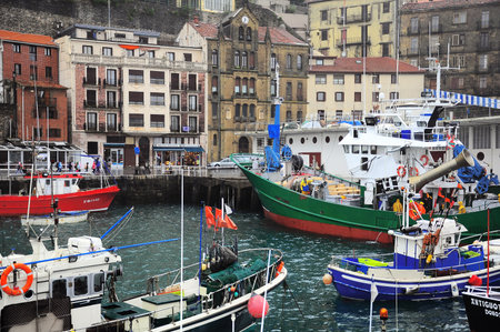 SAN SEBASTIAN, SPAIN - JUNE 16, 2010: Ships and yachts by the coast of San Sebastian, Spain, June 16, 2010.のeditorial素材