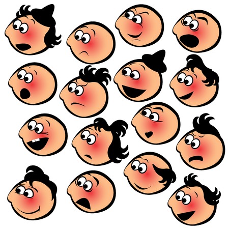 Faces with different expressions on white background. のイラスト素材
