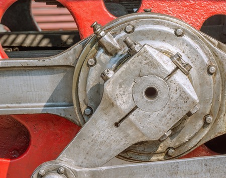 Mechanical part and wheels of the retro steam locomotive.の写真素材