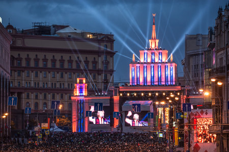 Moscow, Russia - September 5, 2015: Free open-air concert dedicated to Day of the city.のeditorial素材
