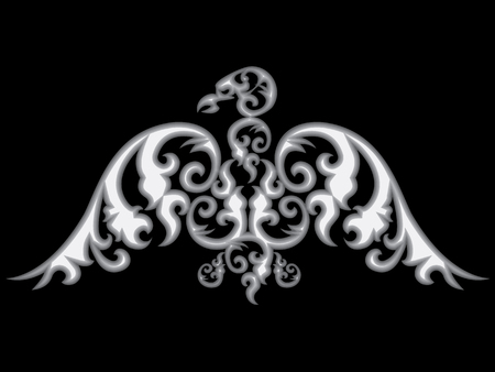 Eagle silhouette on black background. Vector illustration.のイラスト素材