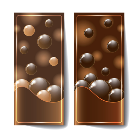 Banners with dark chocolate texture. Vector background.のイラスト素材