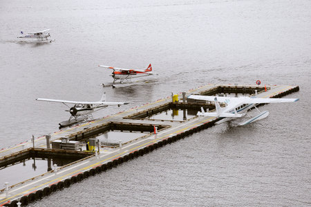 Vancouver, Canada, June 18, 2011: View of the seaplane air port in Vancouver Harbour.のeditorial素材
