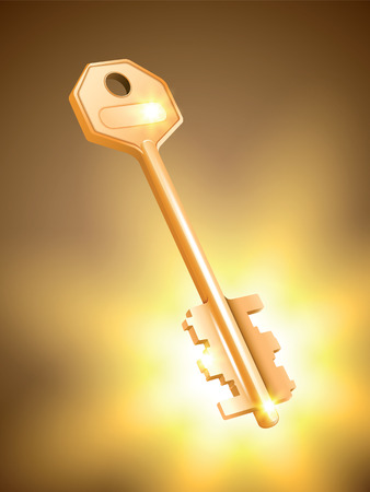 Golden key on colorful background. Vector illustration.のイラスト素材