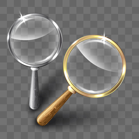 Pair of magnifying glasses on abstract background. Vector illustration.のイラスト素材