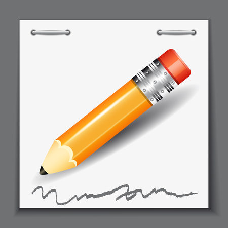 Small pencil on the paper sheet background.のイラスト素材