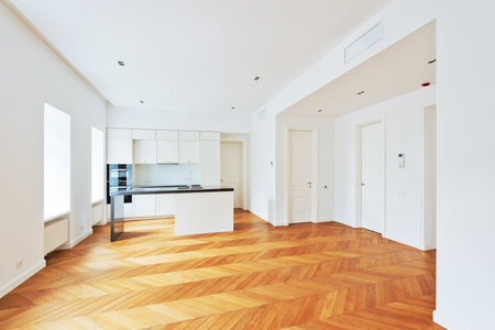 Moscow, Russian Federation, September 15, 2016: Interior of the luxury prestige apartments with luxurious kitchen.のeditorial素材