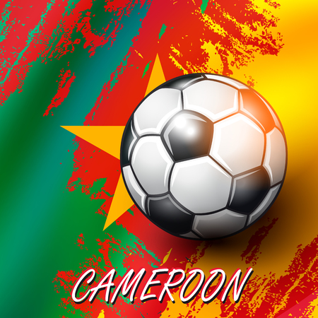 Soccer ball on Cameroon flag background. Vector illustration.のイラスト素材