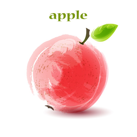 Fresh red apple on white background. Vector illustrationのイラスト素材