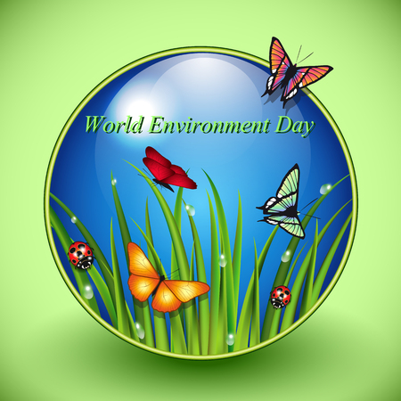 World environment day sign on green background.のイラスト素材