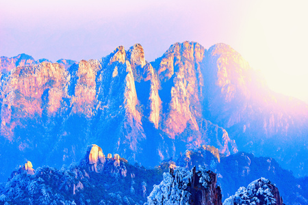 Evening view of the peaks of Huangshan National park. China.の写真素材