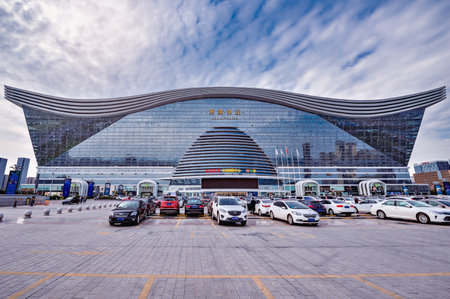 Chengdu, China - October 29, 2016: New Century Global Center is 100-metre-tall with 1,700,000 square metres of floor space, making it the world's largest building measured by floor space.のeditorial素材