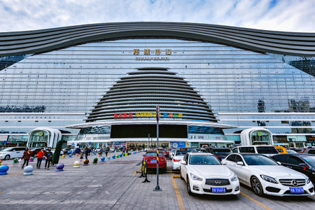 Chengdu, China - October 29, 2016: New Century Global Center is 100-metre-tall with 1,700,000 square metres of floor space, making it the world's largest building measured by floor space.のeditorial素材